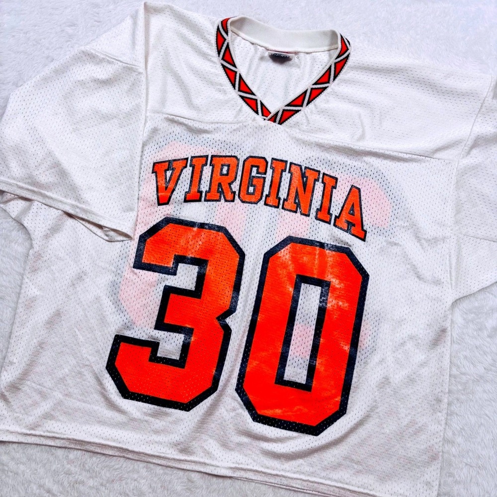 VTG Virginia Cavaliers Jersey Men XL White Mesh V-Neck Boxy USA 80s 90s Team USA